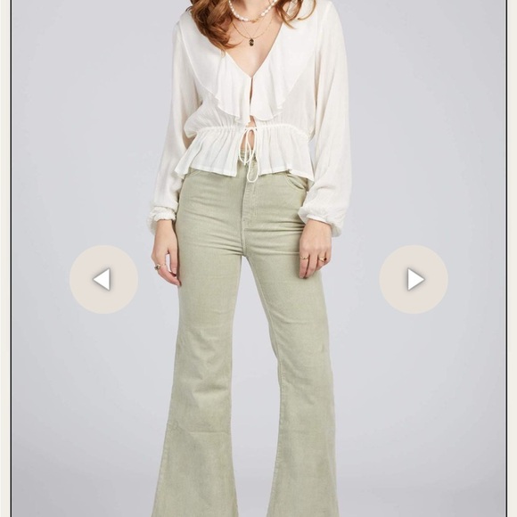 Rolla’s Eastcoast Flare Corduroy Pants Seagrass Mint Size 24 NWT High Rise - Picture 5 of 10